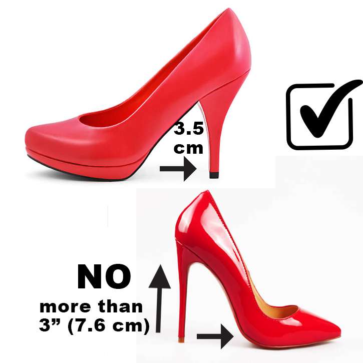 The second main difference between comfortable and not comfortable high heels