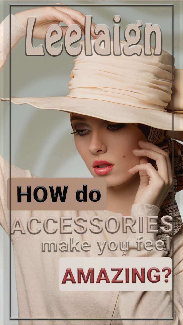 Beautiful,smiling woman in a cream dress and stylish hat is touching her face in a seductive manner. She is having radiant smile and a cream stylish hat.She is wearing nice make up and she is holding a gift box.Photo cover of the blogpost about: How do Accessories Make You Feel Amazing?